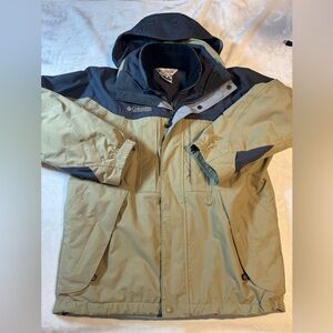 Columbia OMNI-TECH core Interchange Hooded Wind Snow & Rain W/ Fleece Sz MED